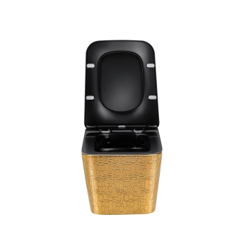 Унитаз подвесной Q-Line B, золото/черный, soft close сиденье