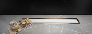Душевой лоток Confluo Premium White Glass Line Gold
