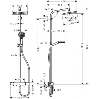 Душевая система Hansgrohe Crometta Е 240 1jet Showerpipe