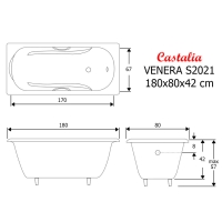 Ванна чугунная Venera S2021 180*80 с ручками