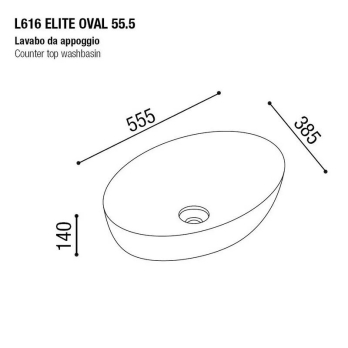 Раковина накладная AeT ELITE OVAL 55,5х38,5 см, цвет чёрный матовый