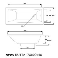 Чугунная ванна Byon RUTTA 170х70