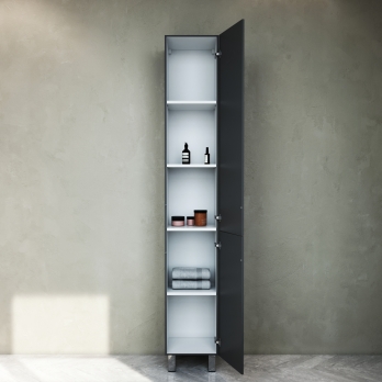 Шкаф-колонна Gem, напольный, правый, 30 см, двери, push-to-open, графит матовый