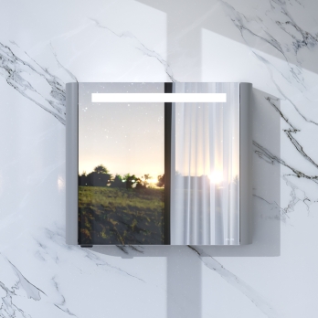 Зеркальный шкаф с подсветкой 80 см, левый, серый шелк AM.PM Sensation