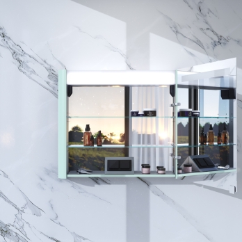 Зеркальный шкаф с подсветкой 80 см, левый, мятный AM.PM Sensation