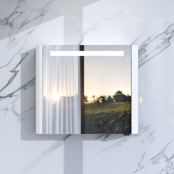 Зеркальный шкаф с подсветкой 80 см, правый, белый глянец AM.PM Sensation