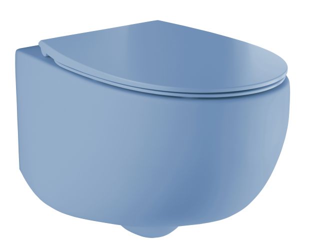 Унитаз подвесной AeT Dot 2.0 голубой матовый с сиденьем
