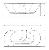Акриловая ванна ABBER 170*75 прямоугольная отдельностоящая