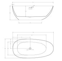 Акриловая ванна ABBER 170*80 овальная отдельностоящая